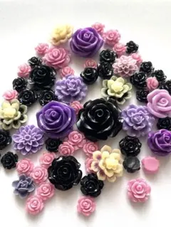 フラワーパーツ　紫&黒系　まとめ売り