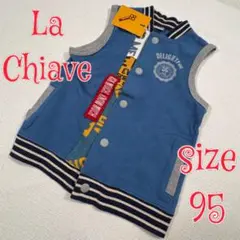 La Chiave スウェットボタンベスト　ブルー　95