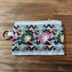 ハンドメイドインド刺繍リボンポーチ/布/コインケース