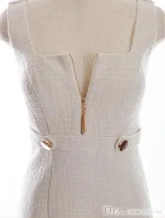 ROBE de FLEURS フロントジップツイードノースリーブドレス