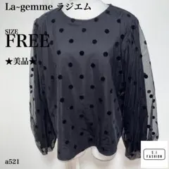 La-gemme ラジエム ドット柄 シアー ブラウス F ブラック