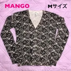 美品　MANGO マンゴ　レースプリントカーディガン　M