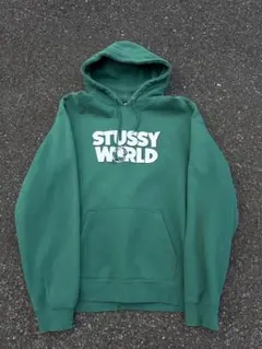 stussy world パーカー フーディ グリーン XL ワールドツアー