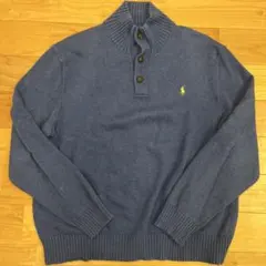 美品！ポロラルフローレン ハーフボタンセーター　青　XLサイズ