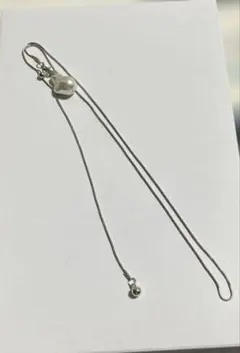 シルバーカラー ネックレス 2点セット　バロック長さ自由 とステンレスネックレス