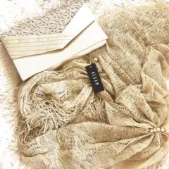 新品ゴールドレースショールとクラッチバックのセット