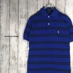 POLO RALPH LAUREN ボーダー ポニー刺繍 ポロシャツ ブルー M