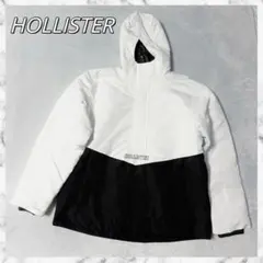 【HOLLISTER】中綿ジャケット XL 白黒 防寒 フード付き ホリスター