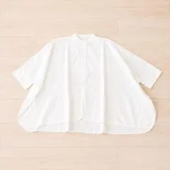 ハウスHUIS◇ギザコットンブロードスクエアワイドシャツ◇白U024