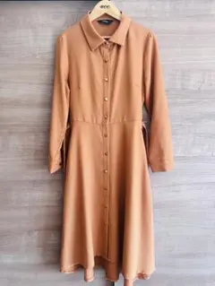 【美品】salire オレンジ シャツドレス 長袖 ボタンアップのサムネイル