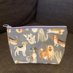 ポーチ　犬　④パープル×パープル
