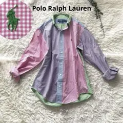 ポロラルフローレン ギンガムチェック マルチカラー コットンボタンダウンシャツ