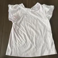 ピンク フリル袖 Tシャツ 花柄刺繍