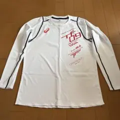 asics 陸上競技 練習着 Tシャツ 長袖 ホワイト×レッド ユニセックス M