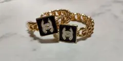 CHANEL　ノベルティ　ゴールドブラック　フープピアス