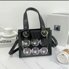 痛バッグ 黒 トート ショルダー 缶バッジ　痛バ　推し活 ミニのサムネイル