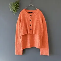 ダブルクローゼット［F］新品◎２点セット◎ウール混レイヤード風ニットカーディガン