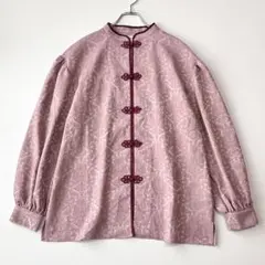 レトロ オリエンタル 古着 East Age 刺繍 五分袖 チャイナ風ブラウス 