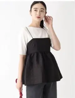 オペークドットクリップ　ブラック ペプラムトップス✨新品未使用！！