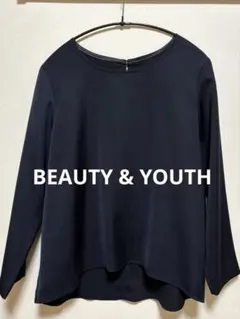 BEAUTY & YOUTHサテンブラックネイビーブラウス