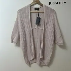 JUSGLITTY ジャスグリッティー　ケーブル透かし編みカーディガン未使用タグのサムネイル