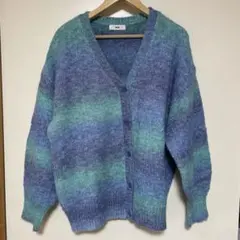 美品　WEGO 青緑グラデーション カーディガン F