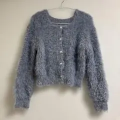 ライトブルー ファー風カーディガンのサムネイル