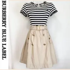 美品 バーバリーブルーレーベル ドッキングワンピース 半袖 ワンピース 金ボタン