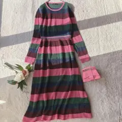 ザラ(L)ZARA/ニットワンピース/ロング/長袖/フレア/薄手/プルオーバー