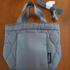 NEWYORKER グレー キルティングトートバッグ　ショルダーストラップ付き