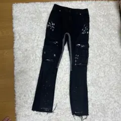 BLACKTAI フレアデニム ブーツカット フリンジ ブラック Y2K - メルカリ