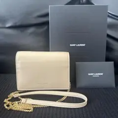 SAINT LAURENT 二つ折り財布 チェーンウォレット ベージュのサムネイル