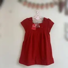 最終値下げ☀︎新品☀︎mikiHouse 赤 ノースリーブワンピース 冬110