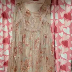 アクシーズファム花柄レース装飾ひざ丈ワンピース