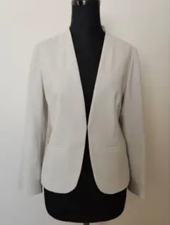 ノーカラージャケット ライトグレー フレアスリーブ