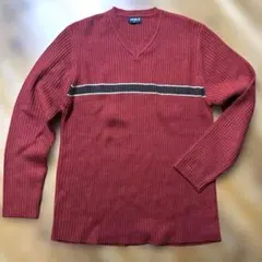 【UNIQLO】紳士 Vネック リブニット ボルドー XL 10/17まで