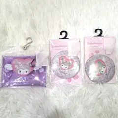 クロミ 夢見るエンジェル グリッター 缶バッジ 2個 クリアポーチ カラビナ付き