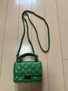 グリーン キルティング ショルダーバッグ