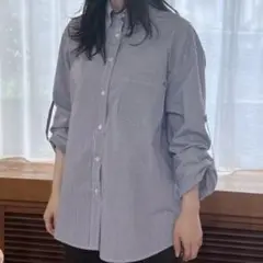 ミラオーウェン　タブスリーブ釦ダウン柄シャツ