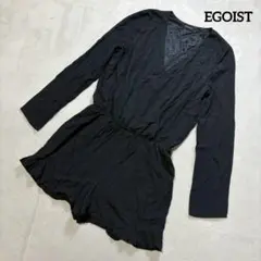 エゴイストオールインワンショートパンツ長袖Y2Kブラック黒Mカジュアルキレイめ