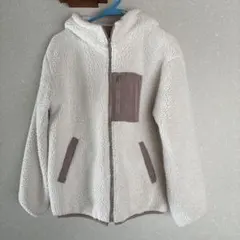 フリースジャケット フード付き クリーム色
