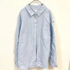 【XL】レギュラーカラー 長袖 シャツ ビッグサイズ 水色 綿 お出かけ 青