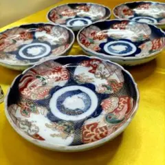 有田焼　伊万里焼　古伊万里　金彩　色絵　豆皿　小皿　4寸皿5客セット　①のサムネイル