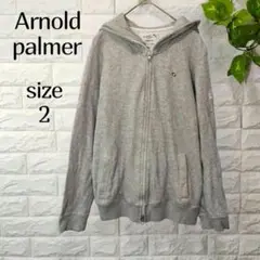 【アーノルドパーマ―】グレー フルジップアップ パーカー 2 無地 長袖 ロゴ