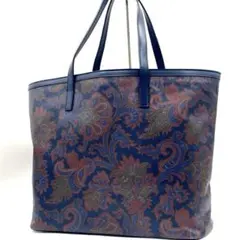 極美品】エトロ ETRO ペイズリー柄 トートバッグ A4可 肩掛け ネイビー 