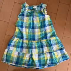 KIDS120【オールフレンド】白青緑黄　ワンピース　小袖　夏ワンピ　可愛いのサムネイル