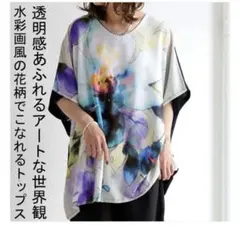 antiqua 水彩画風 花柄 ドルマントップス レディース トップスのサムネイル