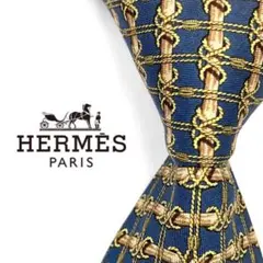 ◆美品◆HERMES エルメス ネクタイ 青色 編み柄 カジュアルのサムネイル