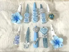 キッズ ギャル ネイルチップ ライトブルー ラメKOGYARU