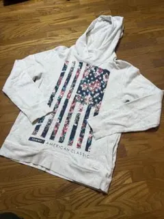 Tommy プルオーバーパーカー　レディース　M プリント　グレー　コットン